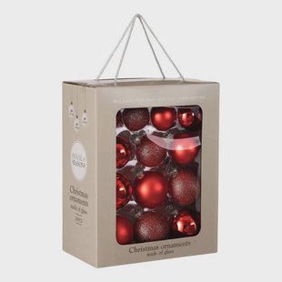Mica Decorations Kerstballen glas rood - 26 stuks (ø7 cm)