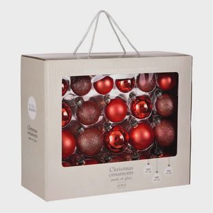 Mica Decorations Kerstballen glas rood - 42 stuks (ø7 cm)