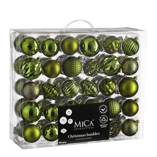 Mica Decorations kerstballen onbreekbaar d.groen - 60 stuks Ø7cm (ø7 cm)