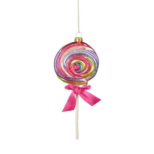 Mica Decorations kerstornament lolly - glas - roze