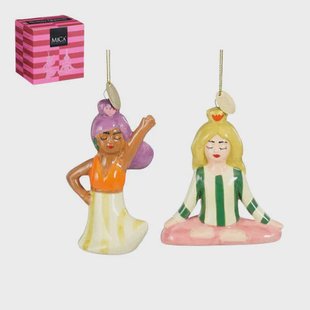 Mica Decorations kerstornament cadeau set meisje (2 stuks)