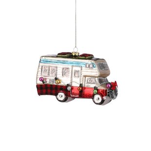Mica Decorations kerstornament - camper - glas - zilver
