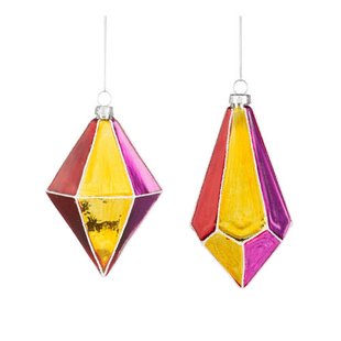 Mica Decorations kerstornament druppel - glas - rood (2 stuks)