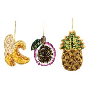 Mica Decorations kerstornament fruit - geel paars groen (3 stuks)