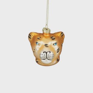 Mica Decorations kerstornament luipaard - glas - geel