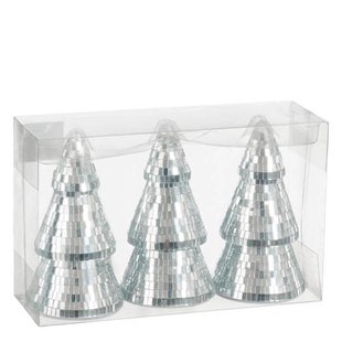 Mica Decorations kerstornament spiegel boom zilver (3 stuks)