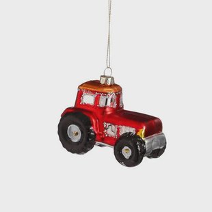 Mica Decorations kerstornament tractor - glas - rood