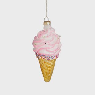 Mica Decorations kerstornament ijsje - glas - roze