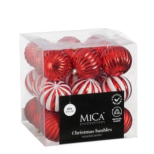 Mica Decorations Kerstballen onbreekbaar rood - 27 stuks (ø8 cm)