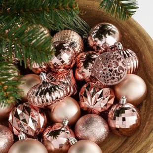 Mica Decorations kerstballen onbreekbaar roze - 60 stuks Ø7cm (ø7 cm)