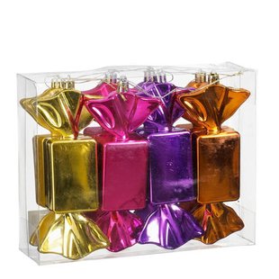 Mica Decorations kerstornament snoep - kunststof - multi color (8 stuks)