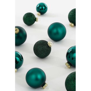 Mica Decorations Kerstballen glas petrol - 26 stuks (ø7 cm)