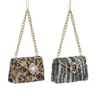 Mica Decorations kerstornament handtas - glas - goud (2 stuks)