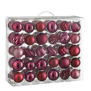 Mica Decorations kerstballen onbreekbaar fuchsia - 60 stuks Ø7cm (ø7 cm)