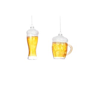 Mica Decorations kerstornament biertje - glas - geel (2 stuks)