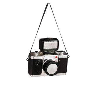 Mica Decorations kerstornament fototoestel - glas - zwart