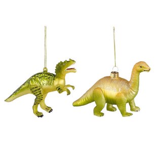 Mica Decorations kerstornament dinosaurus - glas (2 stuks)