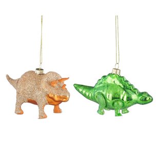 Mica Decorations kerstornament dinosaurus - glas (2 stuks)