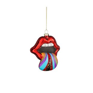 Mica Decorations kerstornament lippen - glas - rood