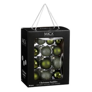 Mica Decorations Kerstballen glas donkergroen - 26 stuks (ø7 cm)