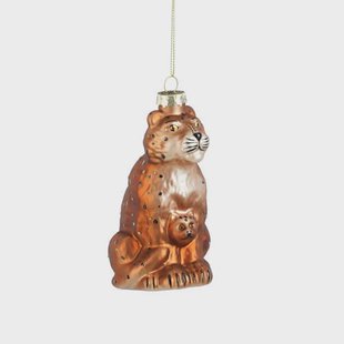 Mica Decorations kerstornament luipaard - glas -bruin
