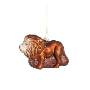 Mica Decorations kerstornament leeuw - glas - bruin