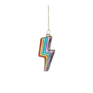 Mica Decorations kerstornament bliksem - glas - multi color