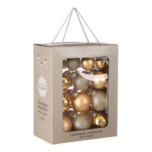 Mica Decorations Kerstballen glas goud - 26 stuks (ø7 cm)