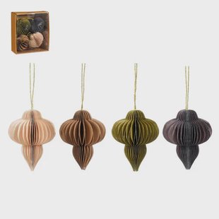 Mica Decorations kerstornament ui druppel - papier - multi color (4 stuks)