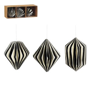 Mica Decorations kerstornament ui druppel - papier - zwart (3 stuks)