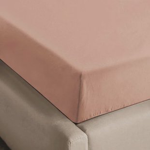 NOUS Living flanellen hoeslaken bruin roze