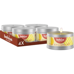 Bolsius geurkaars in blik - Citronella (set van 4)