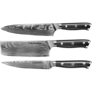 Blackwell Messenset (Koksmes + Groentemes + Officemes) - Japanse stijl - 67 lagen damaststaal - VG10 - 3-delig