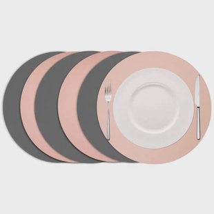 Cookinglife dubbelzijdige placemat (set van 6) (grijs/roze, Ø38 cm)