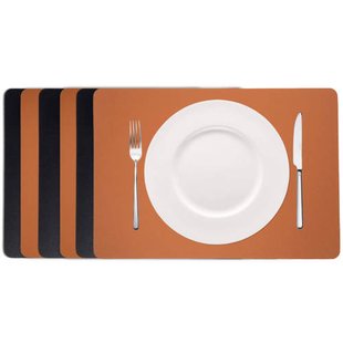 Cookinglife dubbelzijdige placemat (set van 6) (zwart/cognac, 46 x 33 cm)