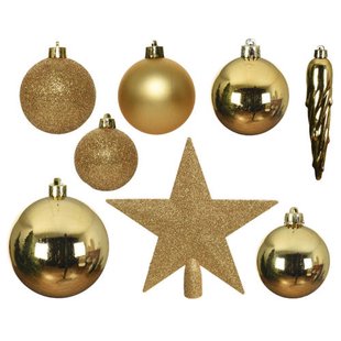 Decoris Kerstballen polystyreen licht goud shiny matt glitter mix - 33 stuks (ø8 cm)