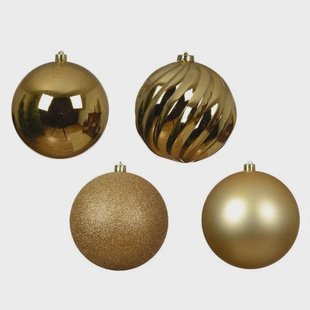 Decoris Kerstbal polystyreen licht goud mix - 4 stuks (ø14 cm)
