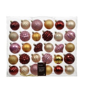 Decoris Kerstbal polystyreen assortie mix - 33 stuks (ø7 cm)