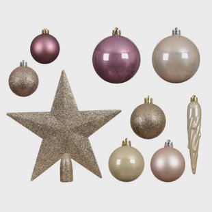 Decoris Kerstbal polystyreen roze/kleur(en) mix - 33 stuks (ø8 cm)