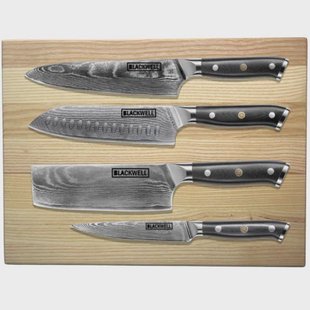 Blackwell Messenset Damascus 4-delig + Snijplank