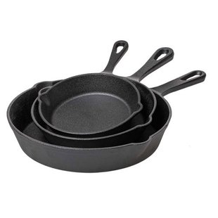 Blackwell Koekenpannenset - Skillet Ø 16, 20 en 25 cm - Gietijzer - Zonder Anti-Aanbaklaa