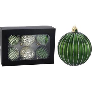 Nova Belle Kerstballen polypropyleen groen - 6 stuks (ø8 cm)