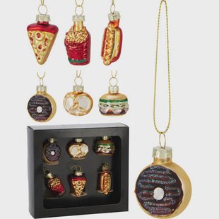 Home & Styling Collection kerstornament glas eten - 6 stuks