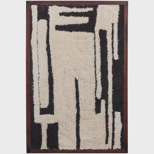 WOOOD Anka Wanddeco - Katoen/Hout - Zwart/Wit (90x60x10 cm)