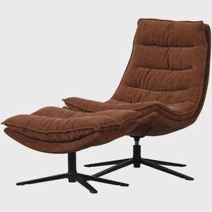 WOOOD draaifauteuil met hocker Kube