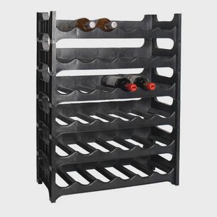 Cosy & Trendy Wijnrek - Stapelbaar Zwart kunststof - 36 flessen - 6 stuks