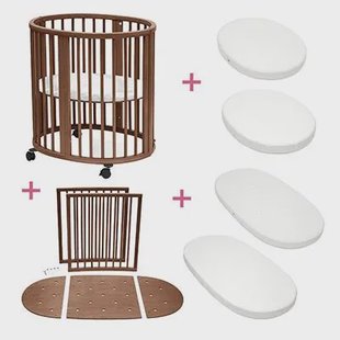 Stokke Sleepi Mini en uitbreidingset warm bruin met matras & hoeslaken