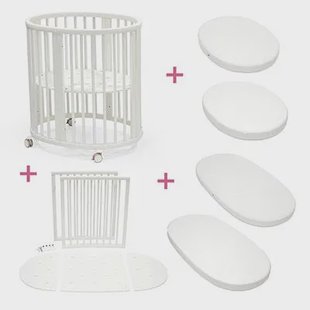 Stokke Sleepi Mini en uitbreidingset wit met matras & hoeslaken