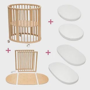 Stokke Sleepi Mini en uitbreidingset naturel met matras & hoeslaken