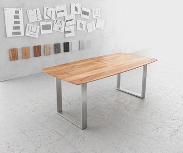 DELIFE Eettafel Edge Boot 200x100 acacia natuur edelstaal smal Zwitserse rand